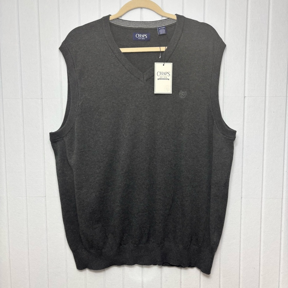Chaps Men's Charcoal V-Neck Sweater Vest size‎ XL